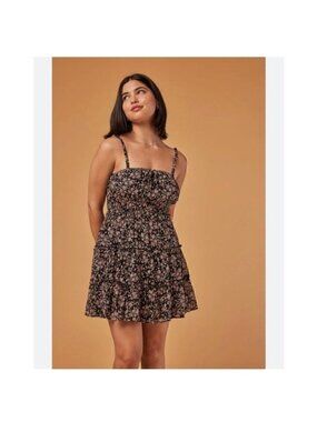 Floral Black and Pink Women's Dress